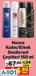 HUNCA KADIN/ERKEK DEODORANT ÇEŞİTLERİ 150ML